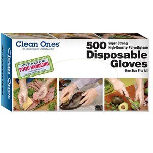 🧤 New 🧤 Clean Ones Disposable HDPE Poly Gloves, One Size Fits All - 500ct